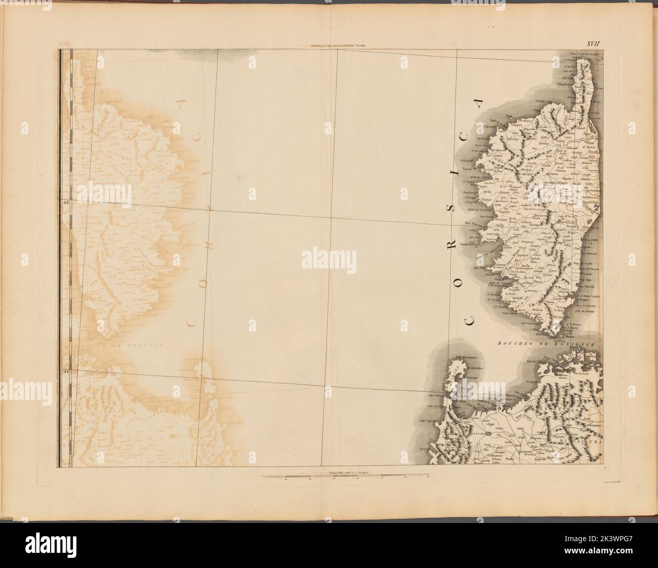 Tafel XVII: Eine allgemeine Karte des Reiches von Deutschland, Holland, den Niederlanden, der Schweiz, den Graubünden, Italien, Sizilien, Korsika und Sardinien Gillet, Thomas. Kartografisch. Karten. 1800-06-04. Lionel Pincus und Princess Firyal Map Division. Europa, Karten Stockfoto
