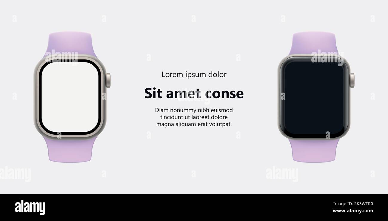 Neue Smartwatches auf weißer Vorderansicht Stock Vektor