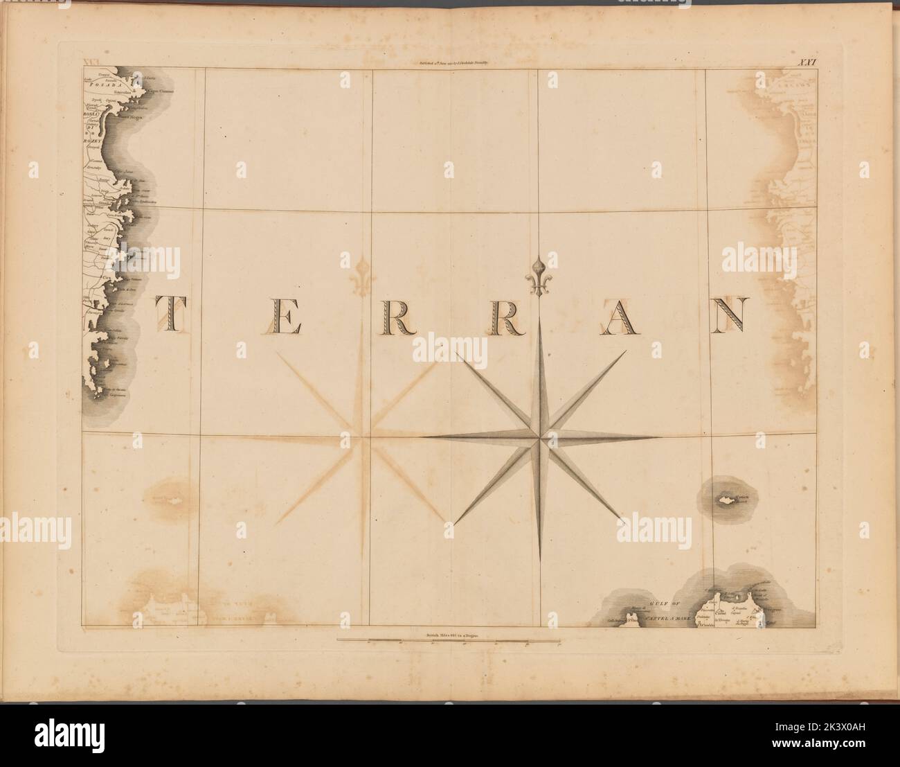 Tafel XXI: Eine allgemeine Karte des Reiches von Deutschland, Holland, den Niederlanden, der Schweiz, den Graubünden, Italien, Sizilien, Korsika und Sardinien Gillet, Thomas. Kartografisch. Karten. 1800-06-04. Lionel Pincus und Princess Firyal Map Division. Europa, Karten Stockfoto