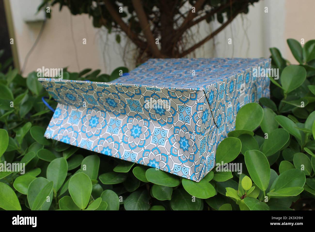 Bunte Papier Einkaufstaschen sind isoliert auf einem grünen natürlichen Hintergrund. Keine Plastiktüten nur umweltfreundliche Taschen. Stockfoto