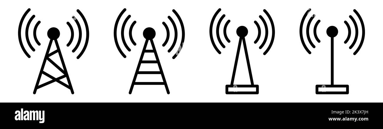 Symbol für Turmsignal eingestellt. Vektordarstellung auf weißem Hintergrund isoliert Stock Vektor