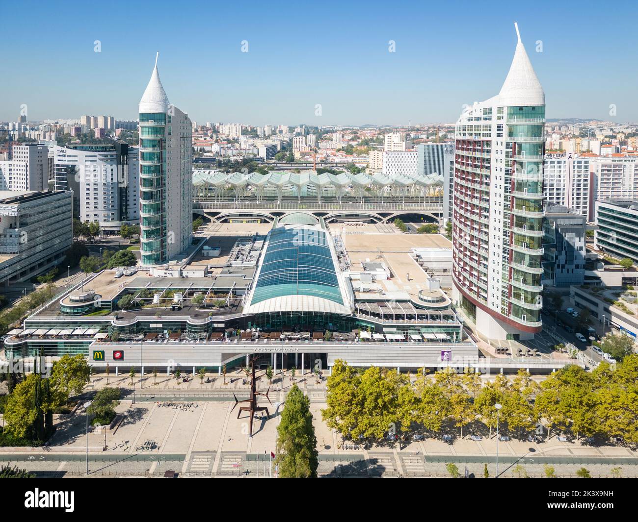 Luftaufnahmen vom Park der Nationen in Lissabon (Parque das Nações) Stockfoto