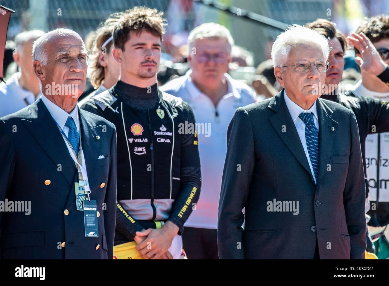 Monza, Italien. , . Formel-1-Weltmeisterschaft 2022. Großer Preis Von Italien. Rennen. Sergio Mattarella, Präsident von Italien, Angelo Sticki Damiani Präsident tof ACI automobil Club d Italia, Charles LECLERC - ITALIENISCHER Formel-1-Grand-Prix, MONZA, 2022, GP F1 von ITALIEN im Parco di Monza, - Bild für die Presseverwendung; Foto: ATP Cristiano BARNI (BARNI Cristiano/ATP/SPP) Kredit: SPP Sport Drücken Sie Foto. /Alamy Live News Stockfoto