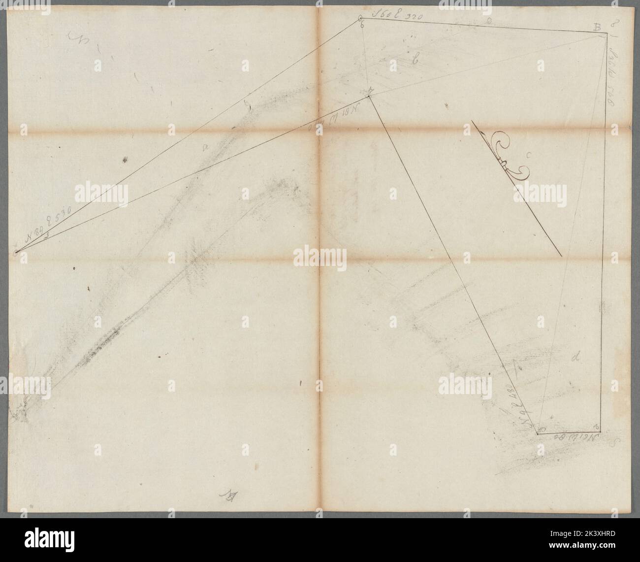 Berechnung des Grundstücks für Herrn Clayton 1792. Text. Dokumente, Umfragen, Karten. Abteilung Manuskripte und Archive Stockfoto