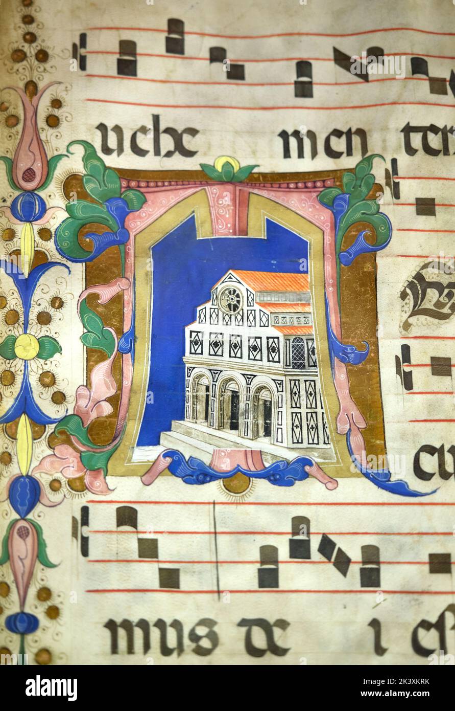 Historisches beleuchtetes Manuskript in der Bibliothek des Museums San Marco in Florenz Italien Stockfoto