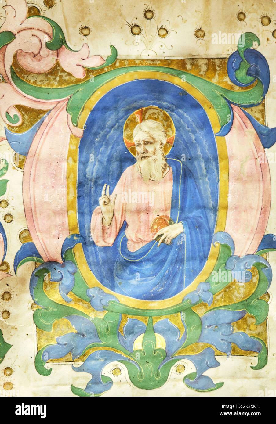 Historisches beleuchtetes Manuskript in der Bibliothek des Museums San Marco in Florenz Italien Stockfoto
