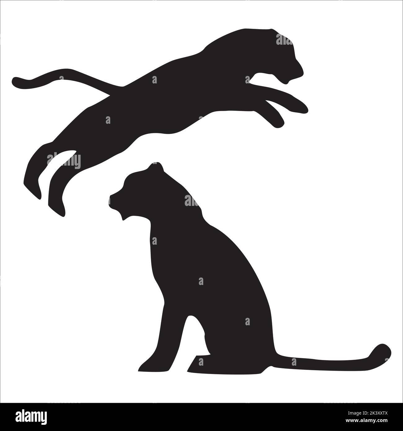 Vektor-Set Von Tigers Silhouetten Illustration Isoliert Auf Weißem Hintergrund Stock Vektor