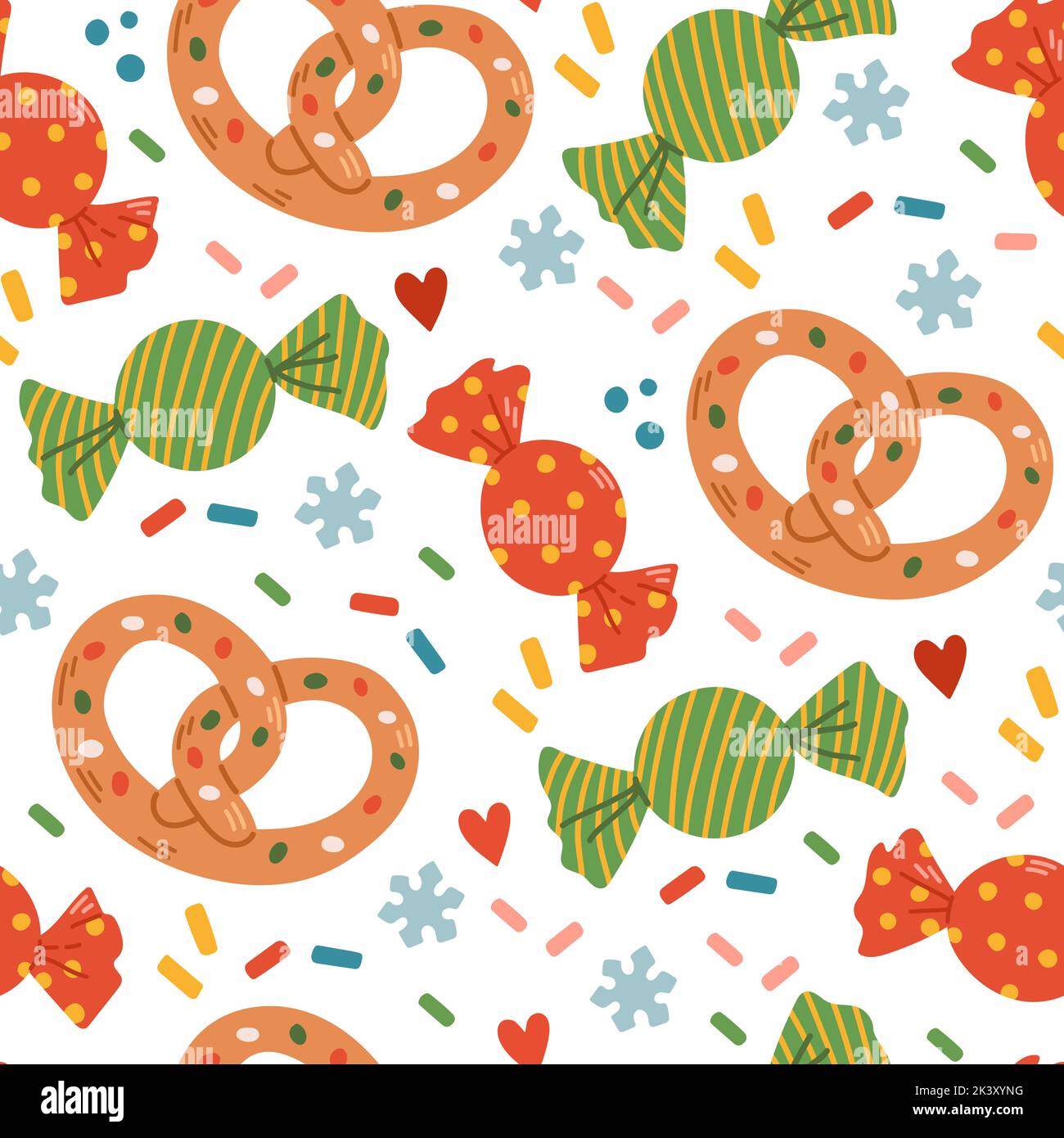 Weihnachten Süßigkeiten Muster einfache flache Design-Vektor Stock Vektor