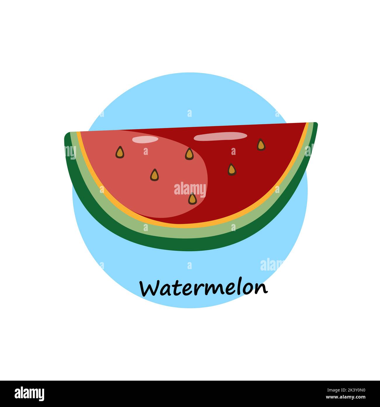 Flache einfache Illustration der Wassermelonenscheibe. Vektorbild. Stock Vektor