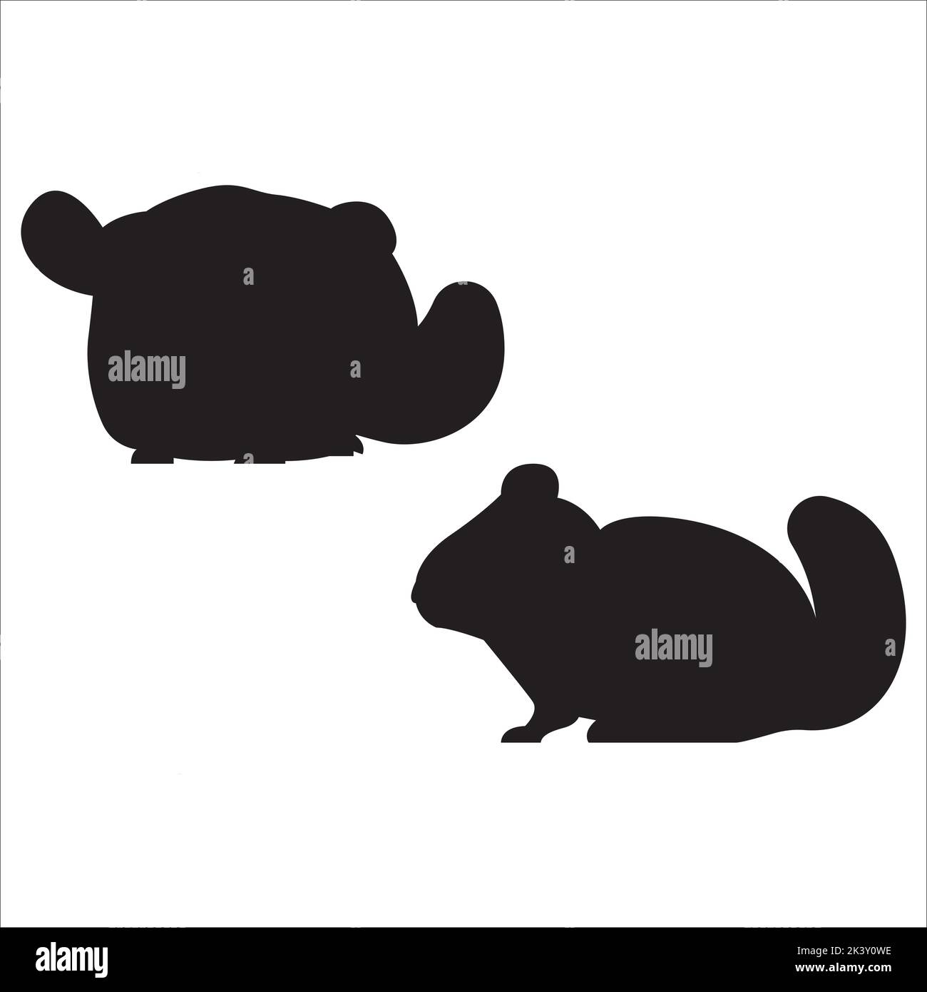 Vektor-Set Von Niedlichen Chinchilla Silhouetten Illustration Isoliert Auf Weißem Hintergrund Stock Vektor