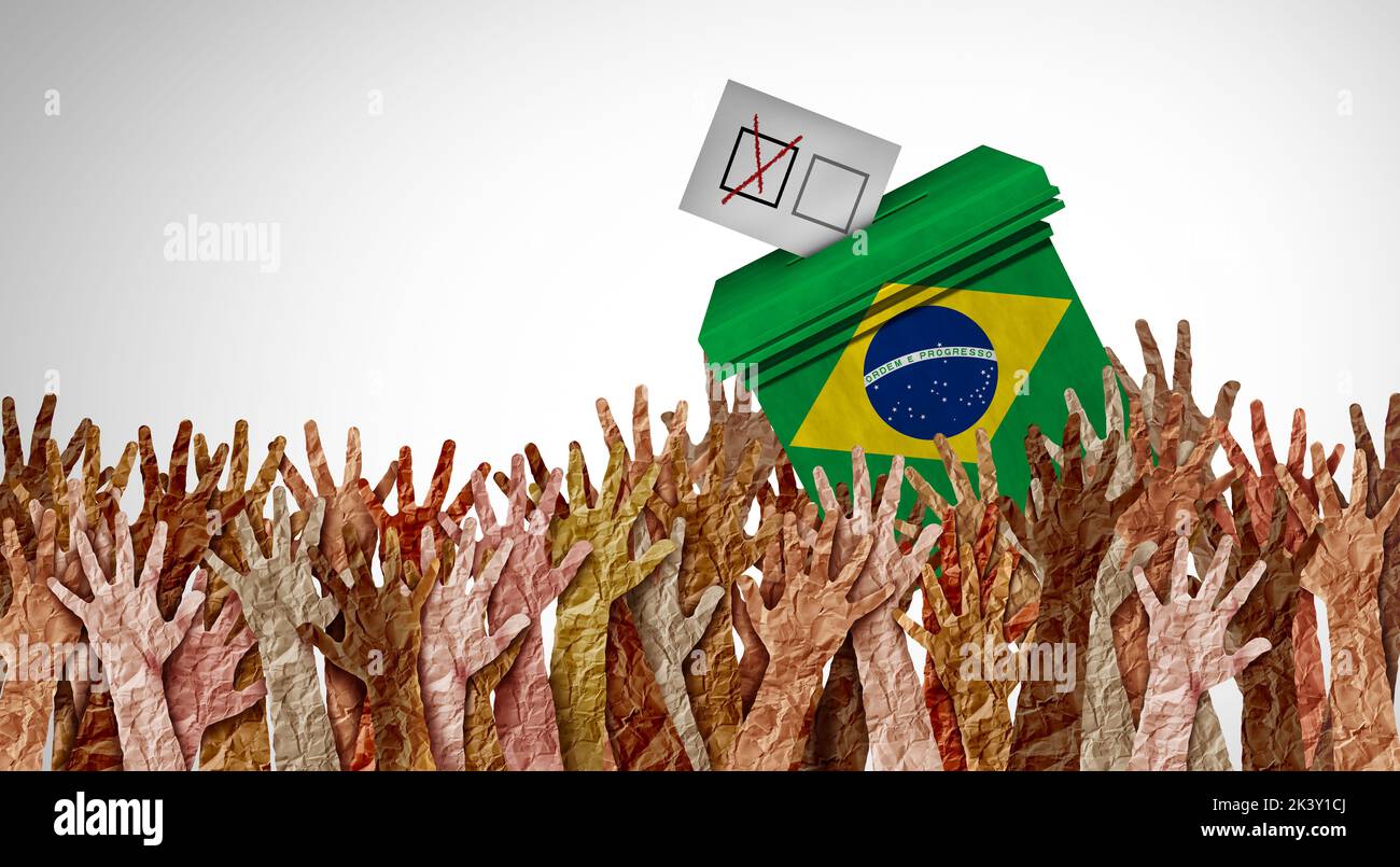 Brasilianische Wahlen und Brasilien wählen oder südamerikanische Wähler wählen in Brasilien einen Präsidenten mit 3D Illustrationselementen. Stockfoto