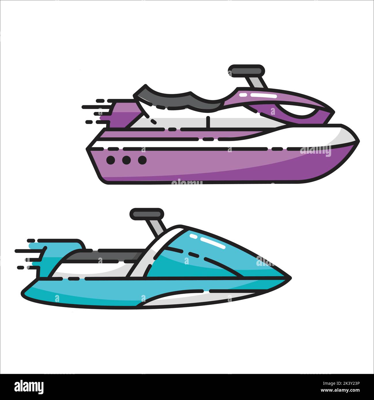Vektor-Set Von Jet Ski Illustration Isoliert Auf Weißem Hintergrund Stock Vektor
