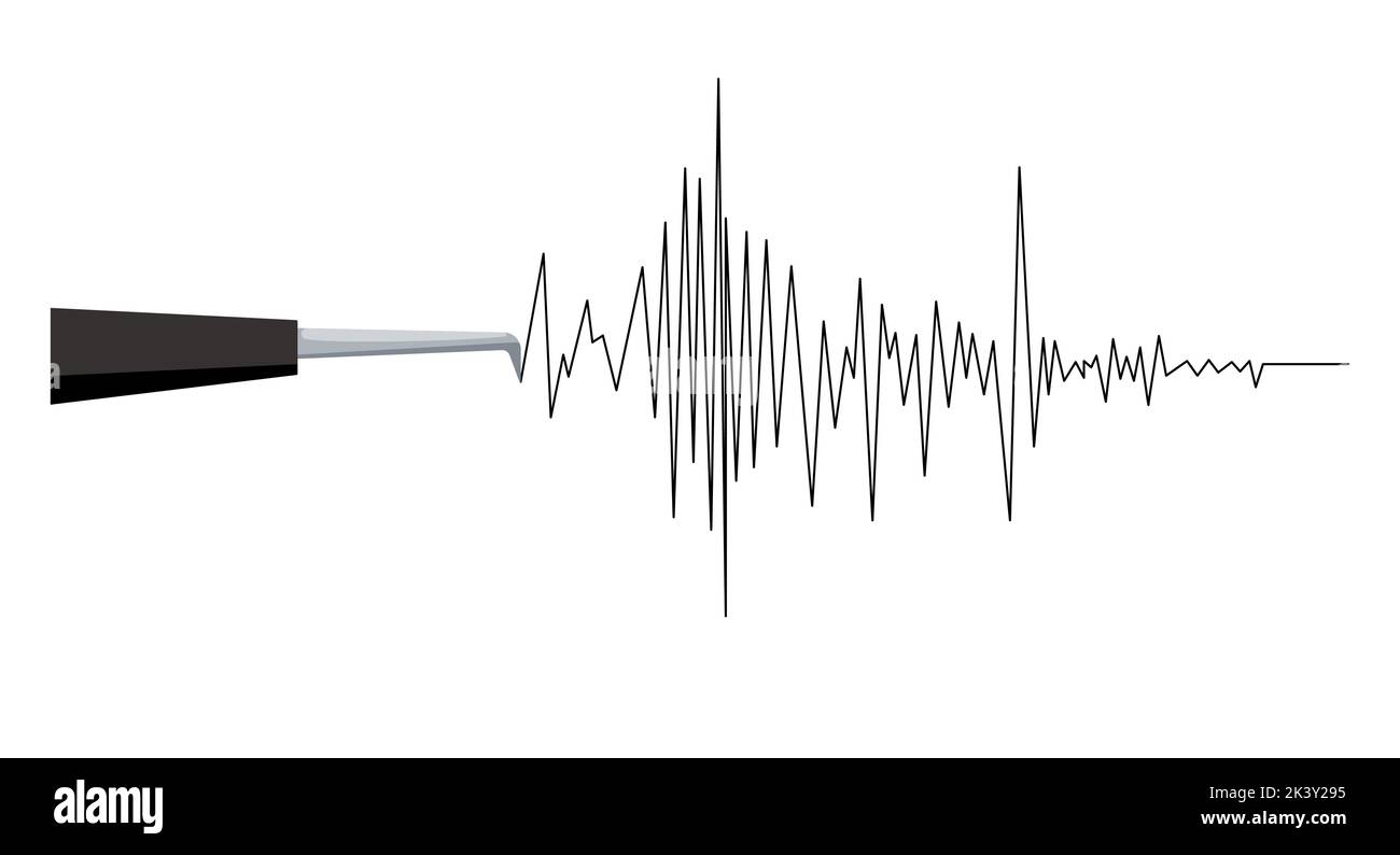Abbildung von Erdbeben- oder Polygraphen-Testwellen. Stock Vektor