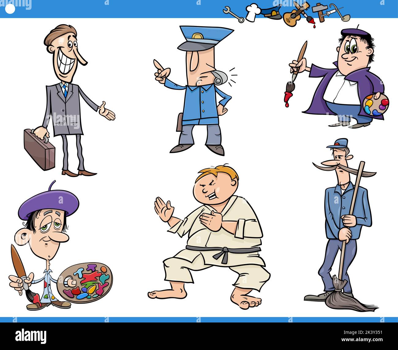 Cartoon Illustration von professionalistischen Menschen Berufe Comic-Figuren gesetzt Stock Vektor