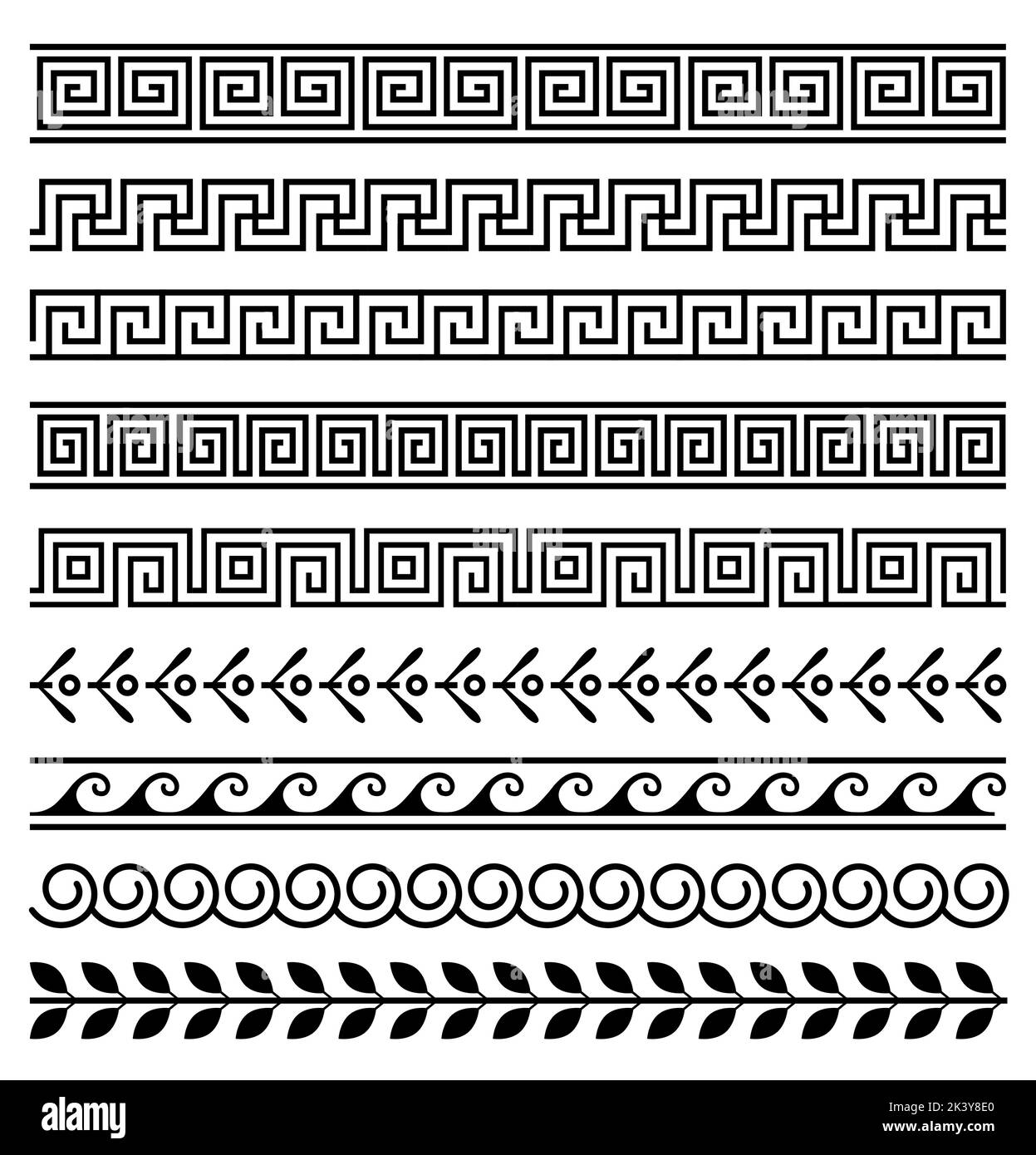 Griechisch-römisches Muster Bordüre dekorative Ornament. altgriechischer Mäander Vektor Design Welle Stock Vektor