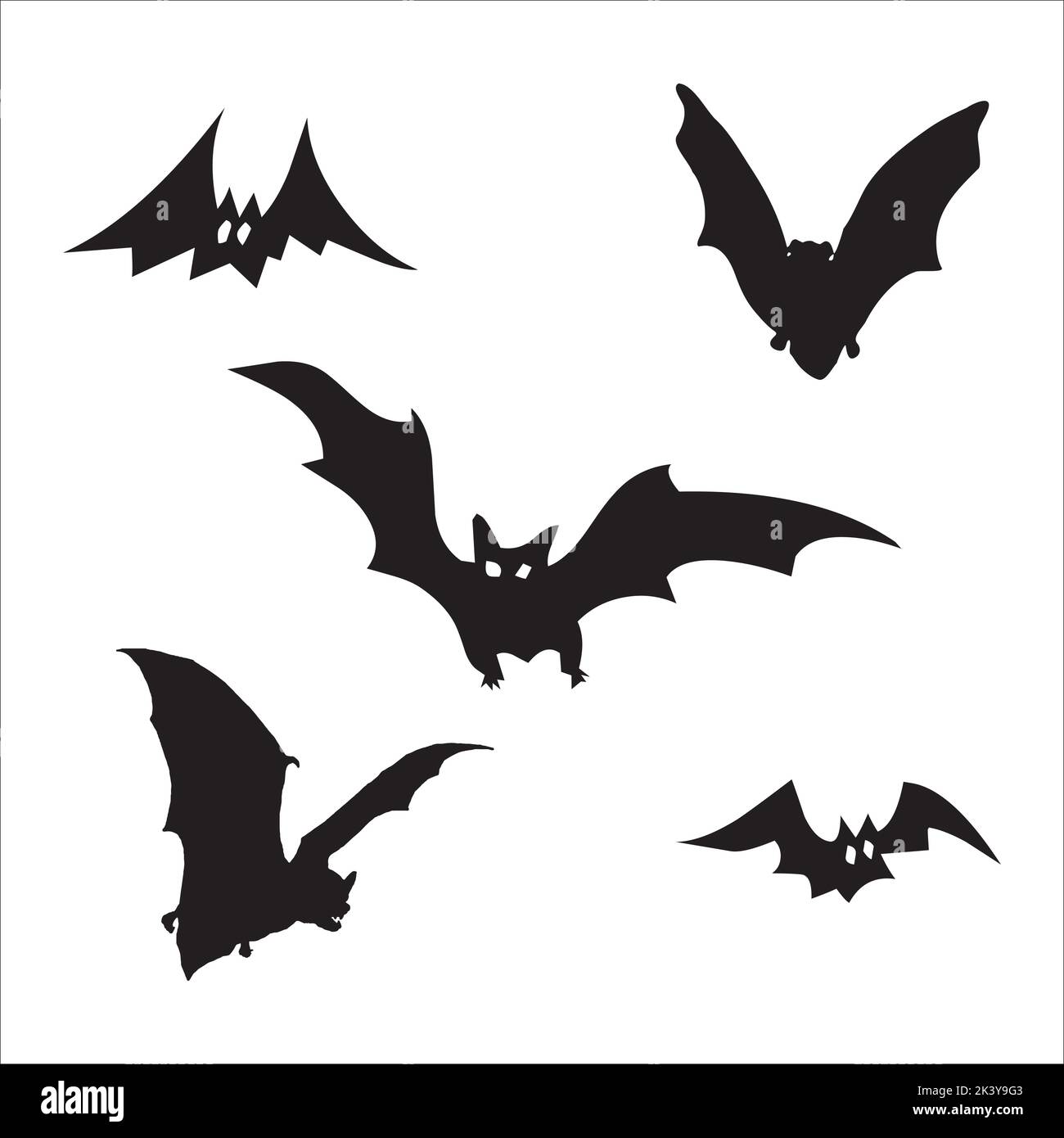 Vektor-Set Von Halloween Fledermäuse Silhouetten Illustration Isoliert Auf Weißem Hintergrund Stock Vektor