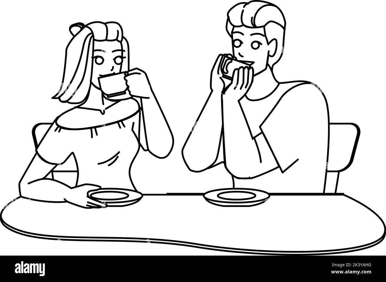 Paar trinken Kaffee Vektor Stock Vektor