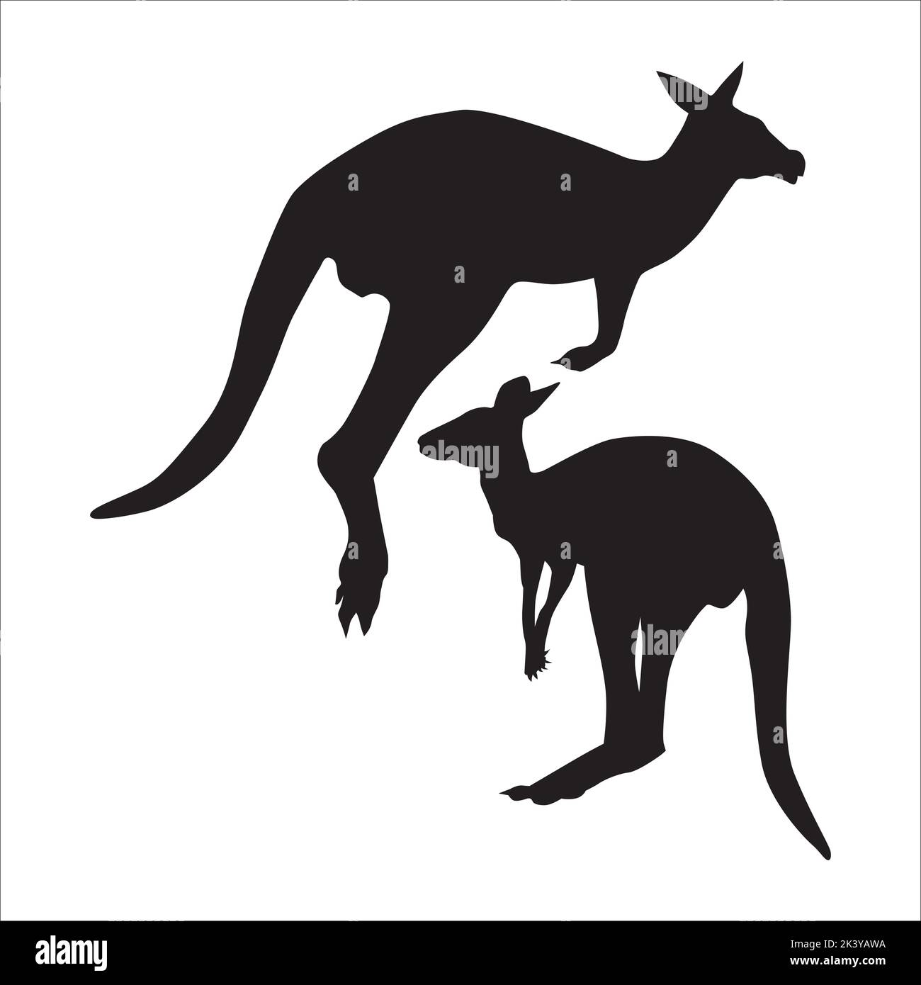 Vektor-Set Von Känguru Silhouetten Illustration Isoliert Auf Weißem Hintergrund Stock Vektor