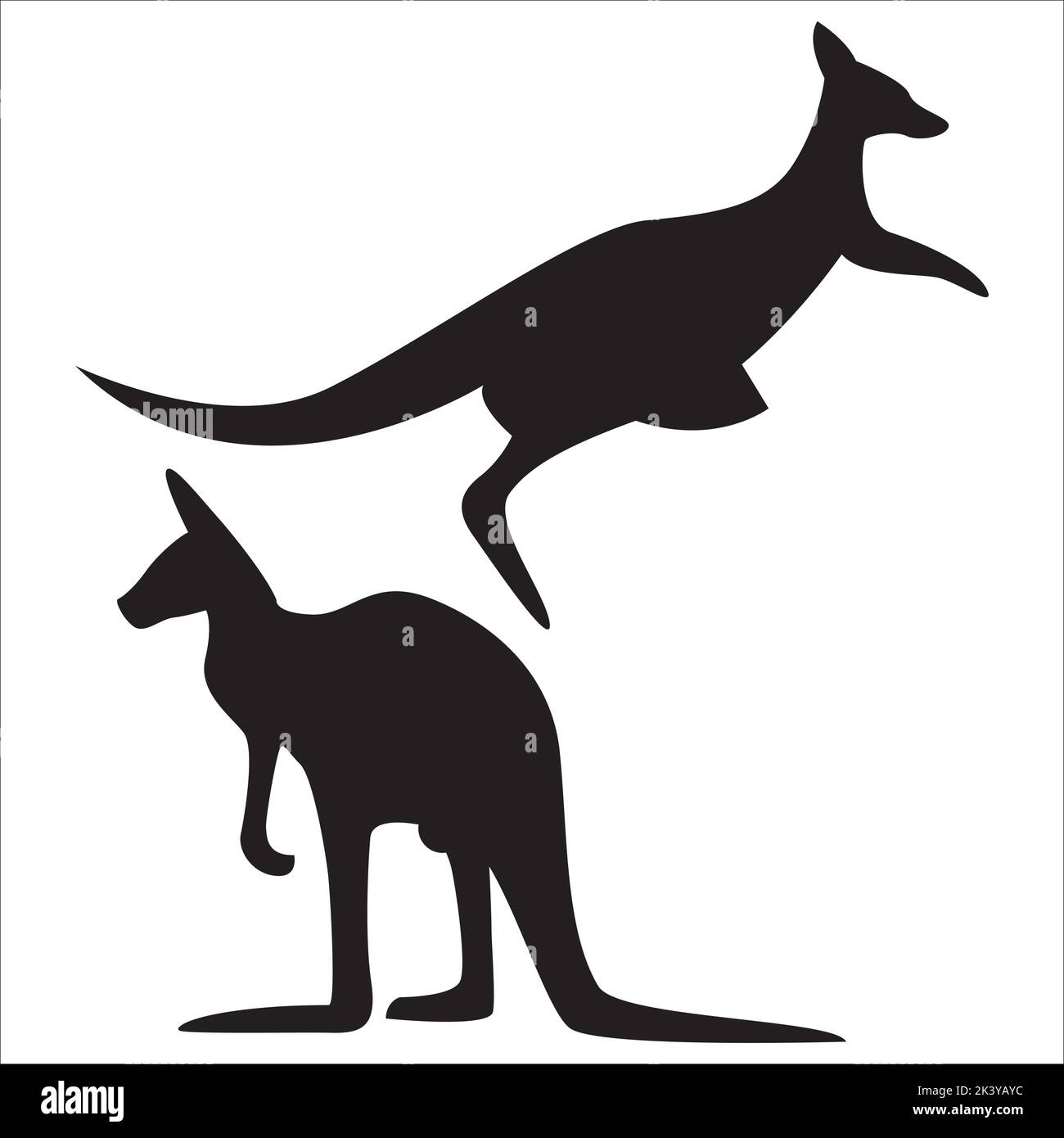 Vektor-Set Von Känguru Silhouetten Illustration Isoliert Auf Weißem Hintergrund Stock Vektor
