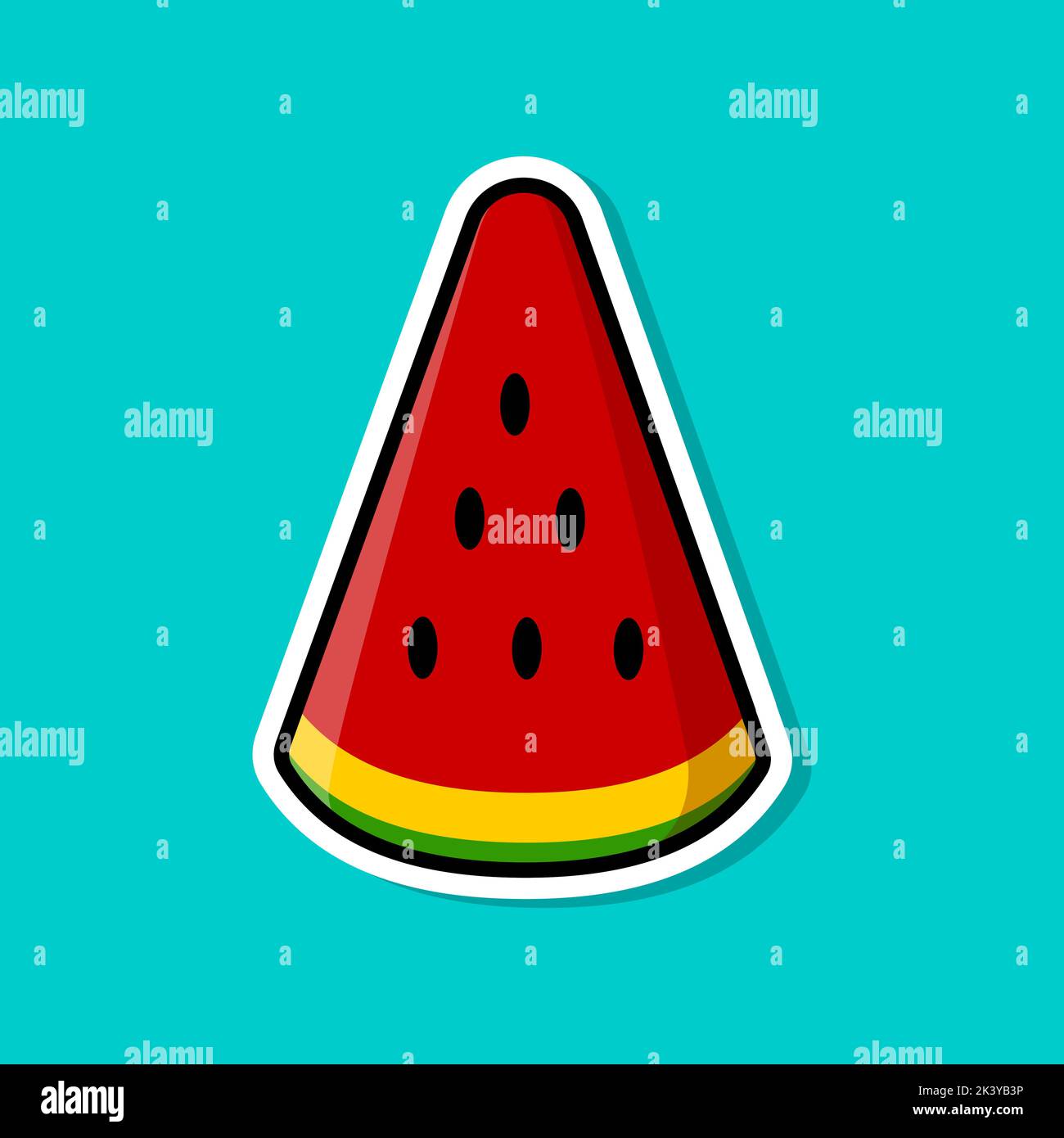 Ein niedliches Cartoon-Bild einer Scheibe roter Wassermelone. Vektorgrafik Stock Vektor