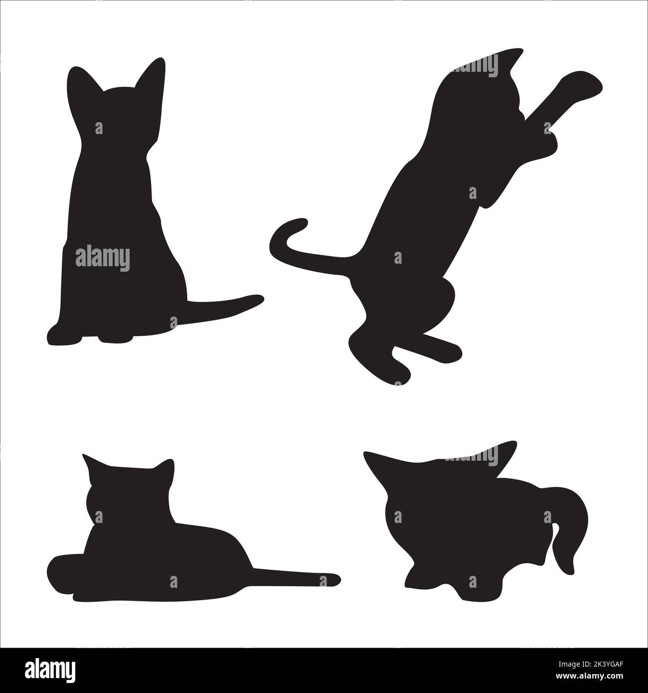 Vektorset Von Katzen Silhouetten Illustration Isoliert Auf Weißem Hintergrund Stock Vektor