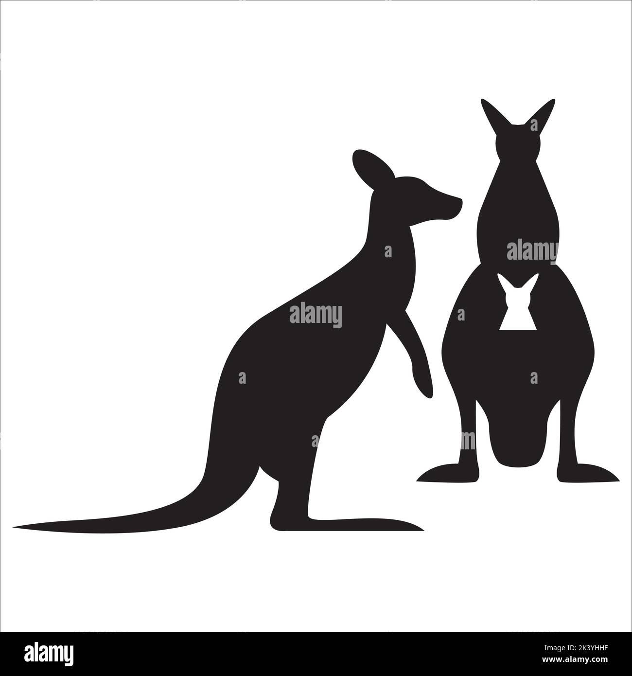 Vektor-Set Von Känguru Silhouetten Illustration Isoliert Auf Weißem Hintergrund Stock Vektor
