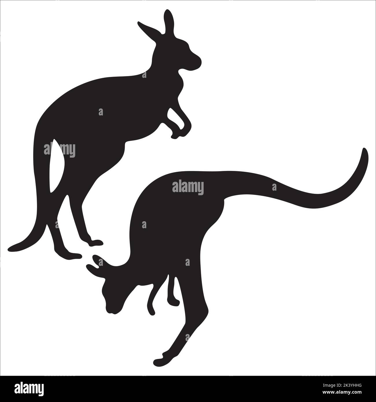 Vektor-Set Von Känguru Silhouetten Illustration Isoliert Auf Weißem Hintergrund Stock Vektor