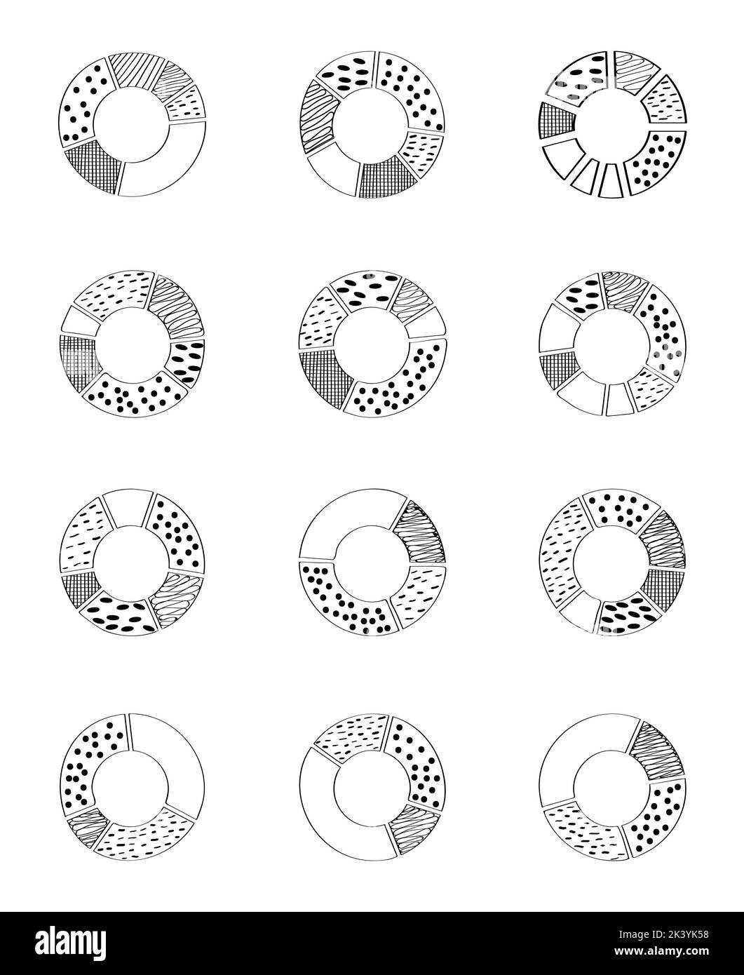 Doodle-Diagramm, Diagramm-Set-Vektor. Business Bubble Set Skizze Vektor Tinte Doodle. Grafik, Diagramm, Sektorsymbole. Wachstum, Pfeil-Diagramme für den Herbst. Stock Vektor