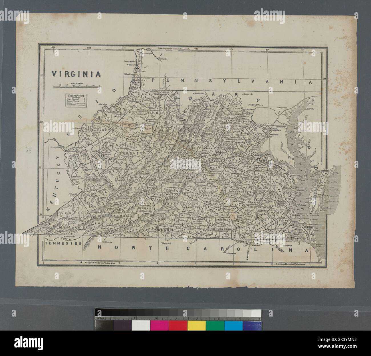 Virginia. Morse, Sidney E. (Sidney Edwards), 1794-1871. Kartografisch. Karten. 1842 - 1845. Lionel Pincus und Princess Firyal Map Division. Usa, Virginia, Maps Stockfoto