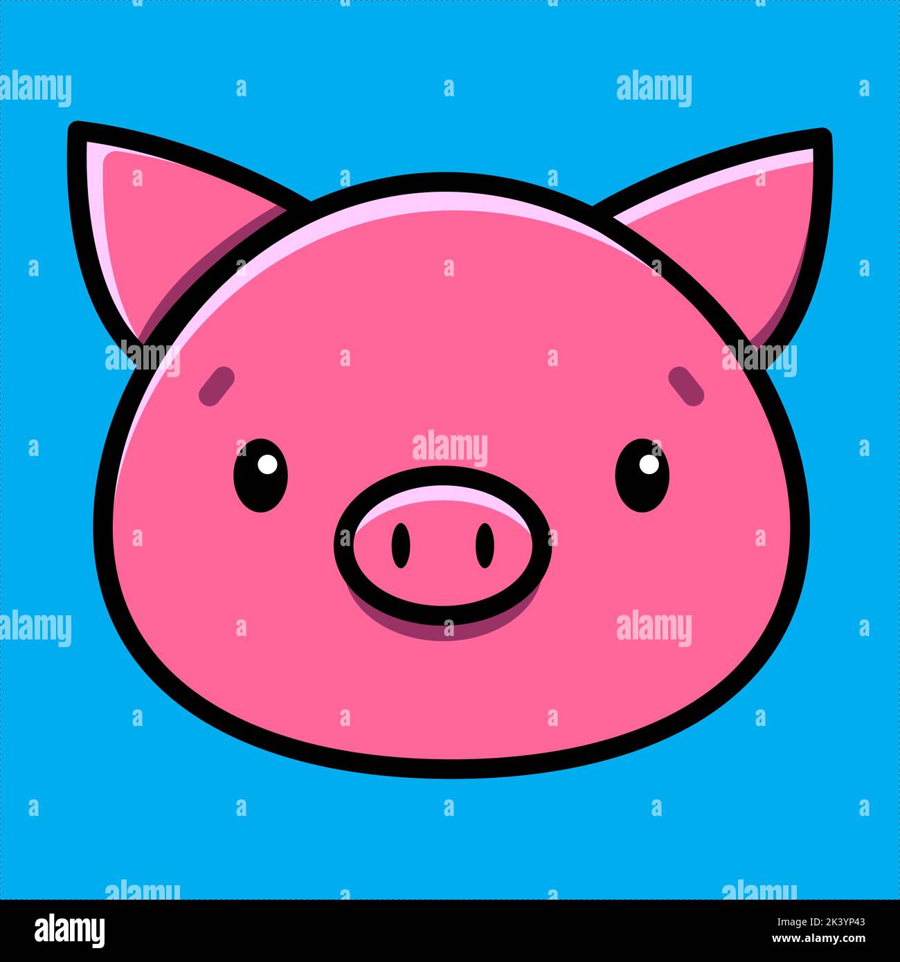 Cartoon-Bild von einem niedlichen rosa Schwein Kopf. Vektorgrafik. Stock Vektor