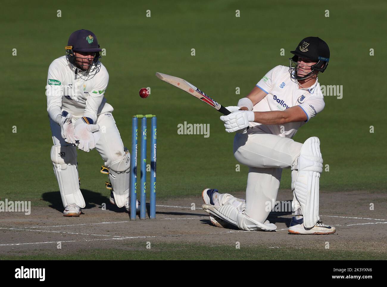 Hove, Großbritannien 28.. September 2022 : Sussex's Ali Orr hat beim zweiten Match zwischen Sussex und Glamorgan auf dem Central County Ground 1. in Hove im LV= Insurance County Championship Division gespielt. Stockfoto