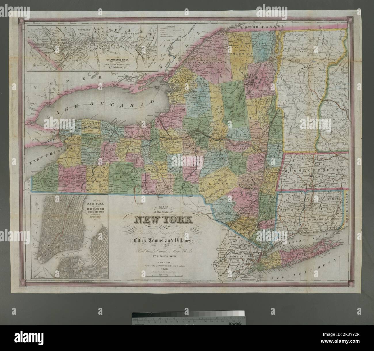 Karte des Bundesstaates New York : zeigt die Grenzen von Grafschaften und Townships, die Lage 