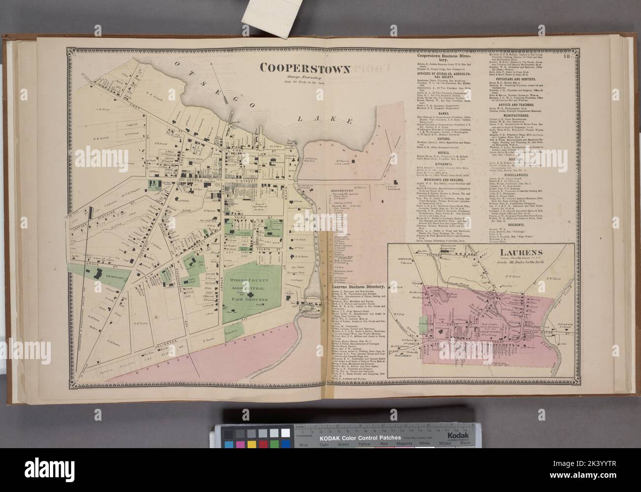 Cooperstown Village; Laurens Business Directory. ; Cooperstown Business Directory. ; Laurens Village Kartografisch. Atlanten, Karten. 1868. Lionel Pincus und Prinzessin Firyal Map Division. Otsego County (N.Y.), Immobilien , New York (Bundesstaat) , Otsego County Stockfoto