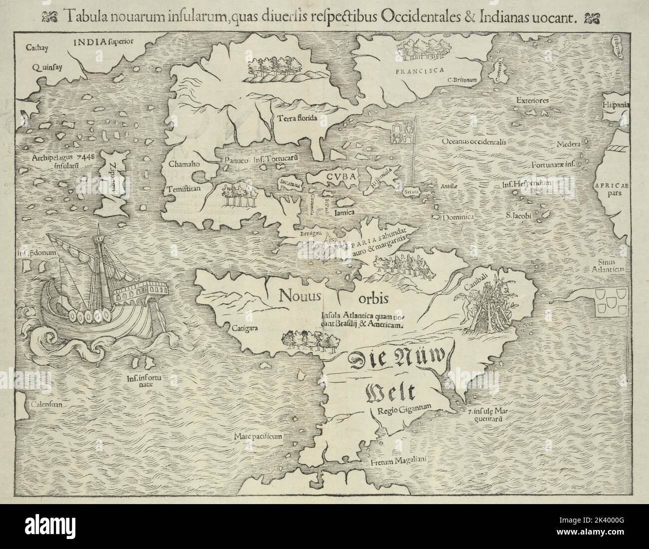 Tabula nouarum insularum, quas diuersis respectibus Occidentales & Indianas uocant. Kartografisch. Karten. 1550. Lionel Pincus und Prinzessin Firyal Map Division. Westliche HeWelt, Karten, frühe Werke bis 1800, Amerika, Karten, frühe Werke bis 1800 Stockfoto Tabula nouarum insularum, quas diuersis respectibus Occidentales & Indianas uocant. Kartografisch. Karten. 1550. Lionel Pincus und Prinzessin Firyal Map Division. Westliche HeWelt, Karten, frühe Werke bis 1800, Amerika, Karten, frühe Werke bis 1800 Stockfoto