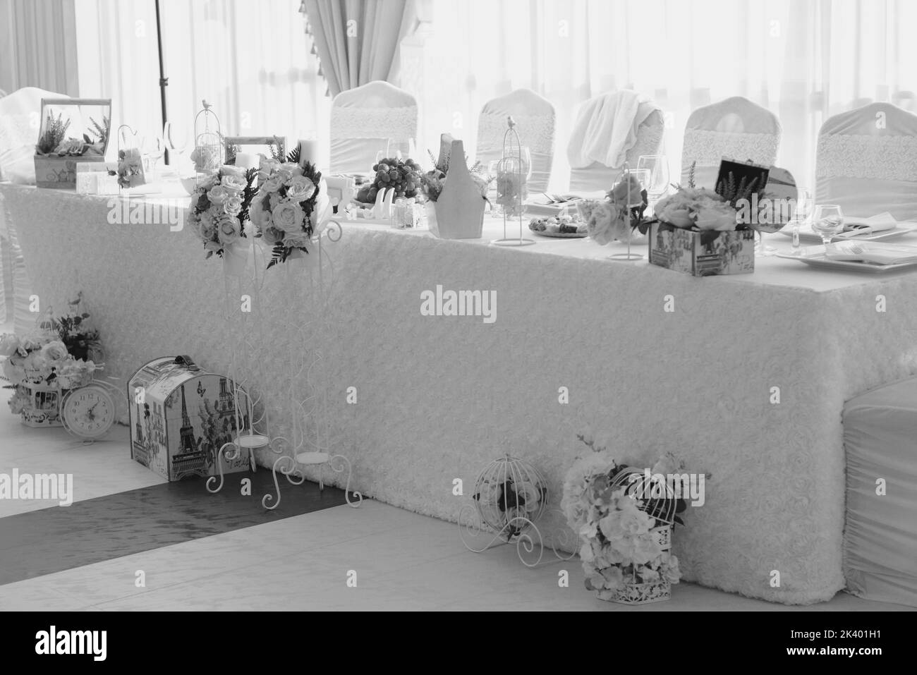 Bräutigam Hochzeitstisch Stockfoto