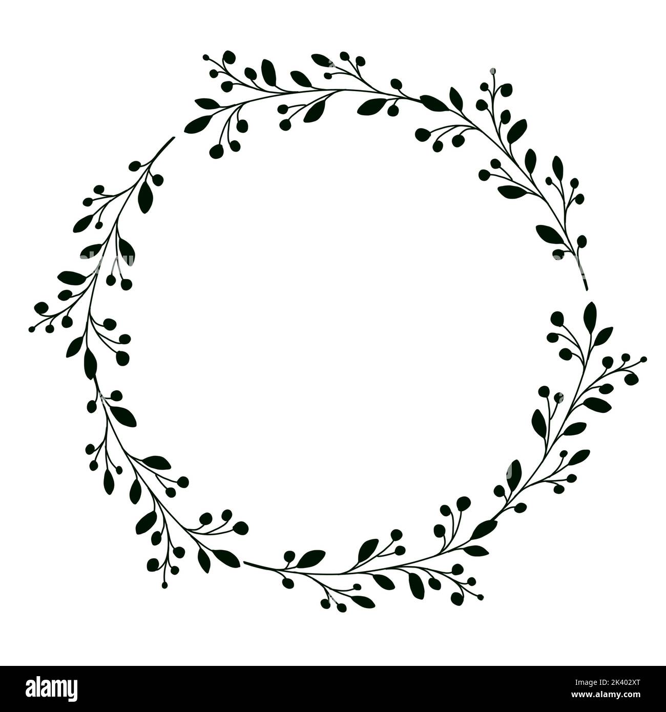 Blumenkränze, botanisches handgezeichnetes Element. Design für Hochzeitseinladung und Grußkarte. Stockfoto