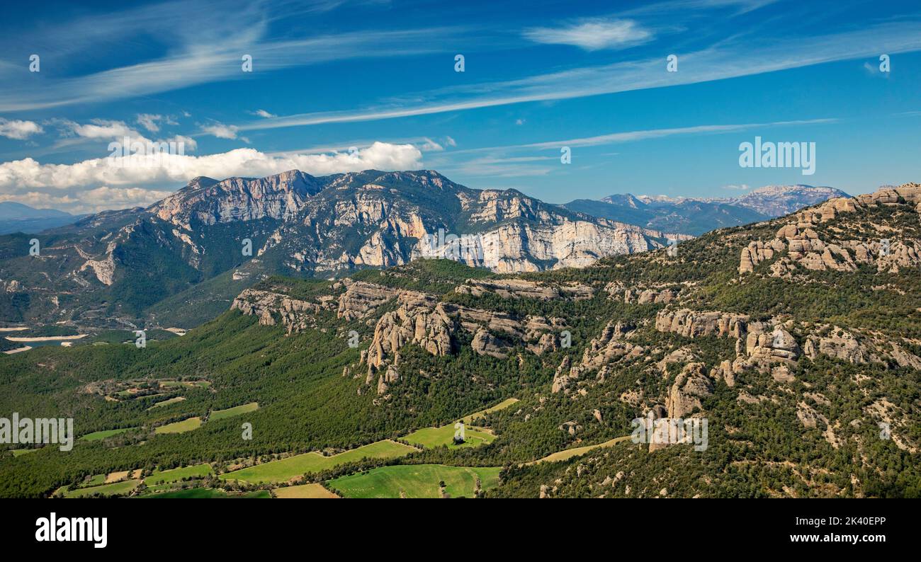 Serra D Aubenc, blick von Mirador Serra-seca, Spanien, Katalonia, Lleida Stockfoto