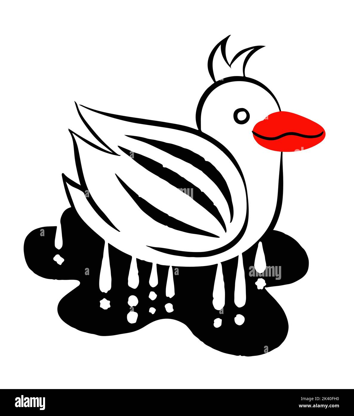 Spielzeug Fee Enten in einer Pfütze, minimalistisch lustige Zeichnung Stock Vektor