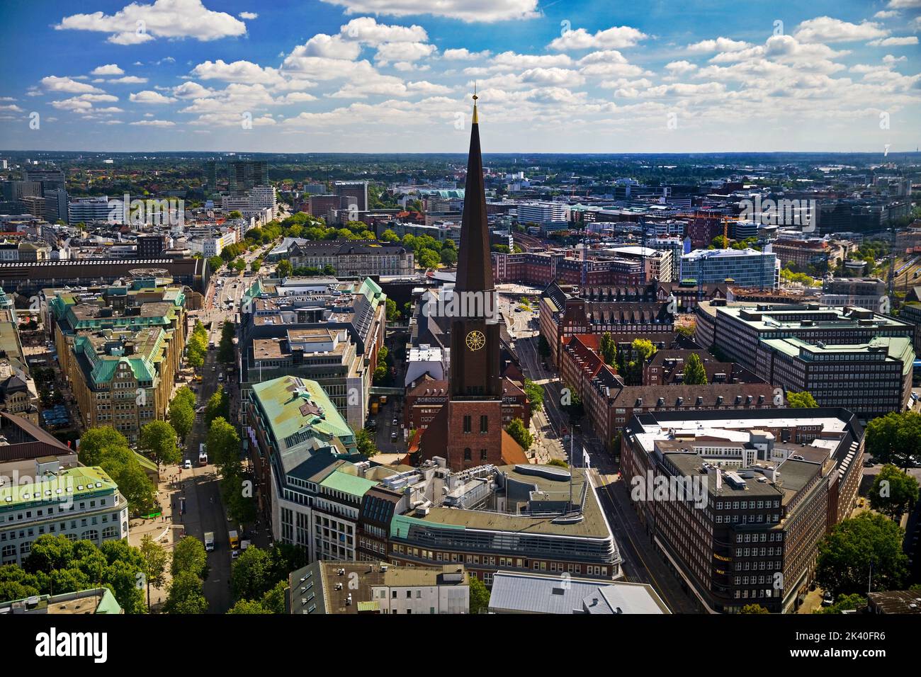 Stadtansicht von oben mit der Jakobskirche, Hamburg, Deutschland, Hamburg Stockfoto