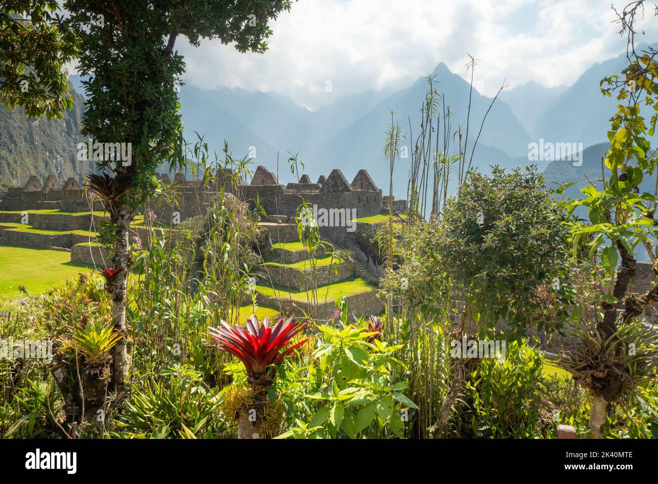 Eines der neuen sieben Weltwunder: Die verlorene inkaische Stadt Machu Picchu, Peru - ein UNESCO-Weltkulturerbe Stockfoto