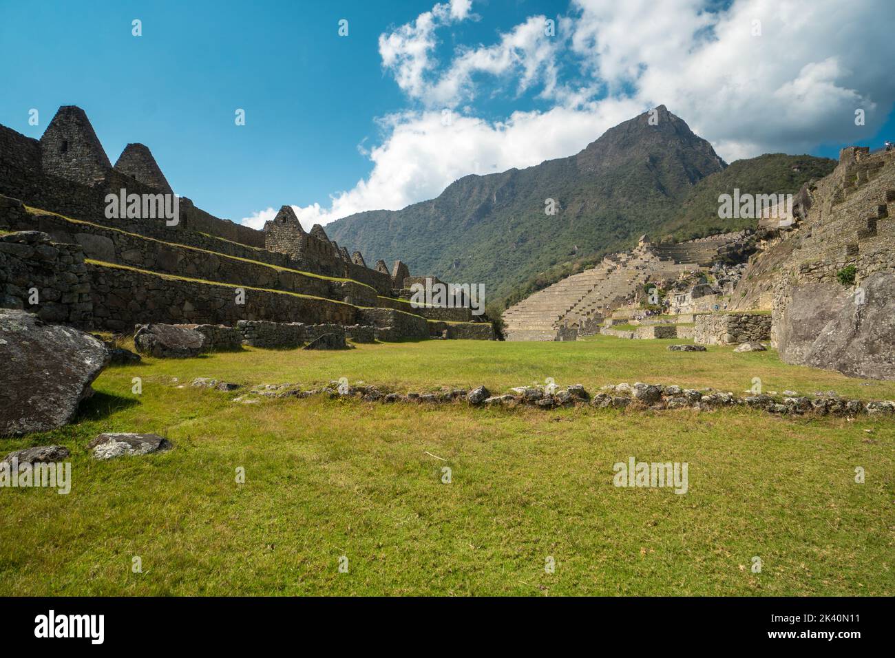 Eines der neuen sieben Weltwunder: Die verlorene inkaische Stadt Machu Picchu, Peru - ein UNESCO-Weltkulturerbe Stockfoto