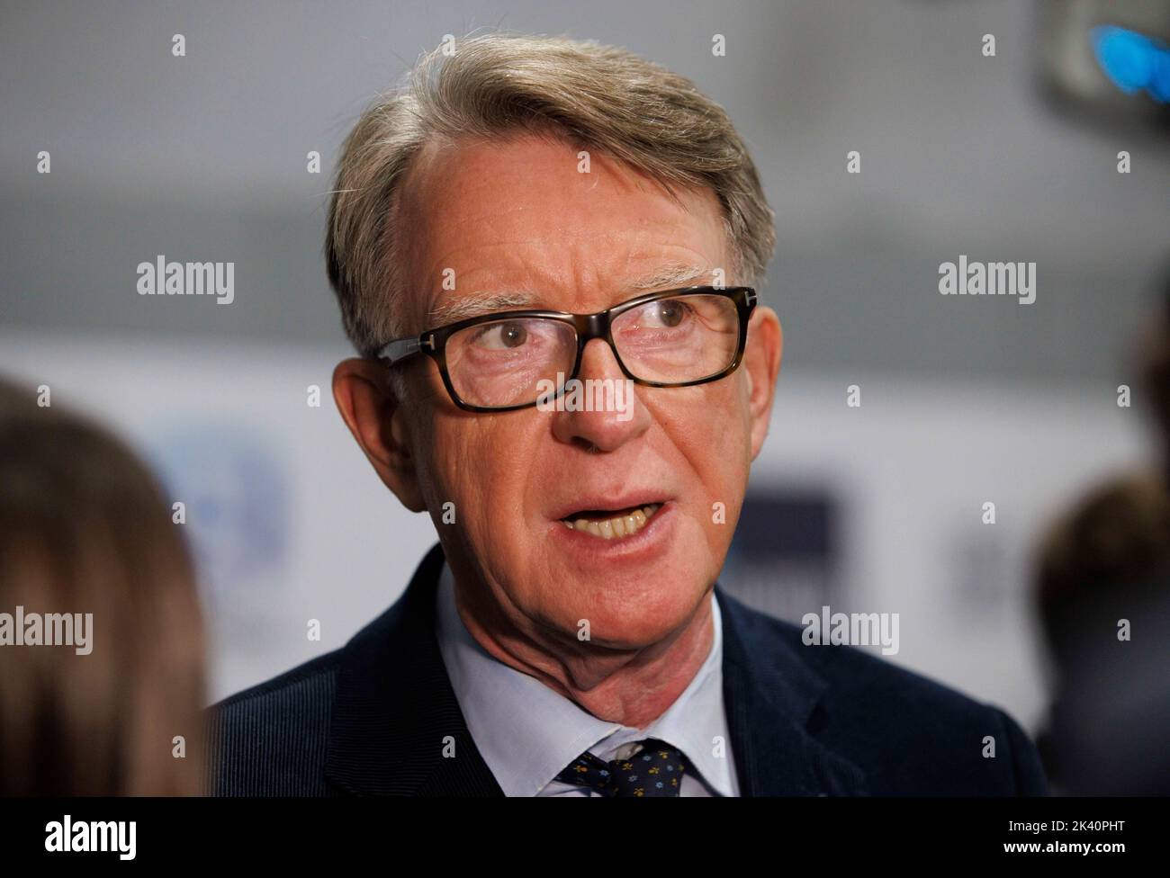 Peter Mandelson, Baron Mandelson PC, auf der Labour Party Conference in Liverpool. Stockfoto