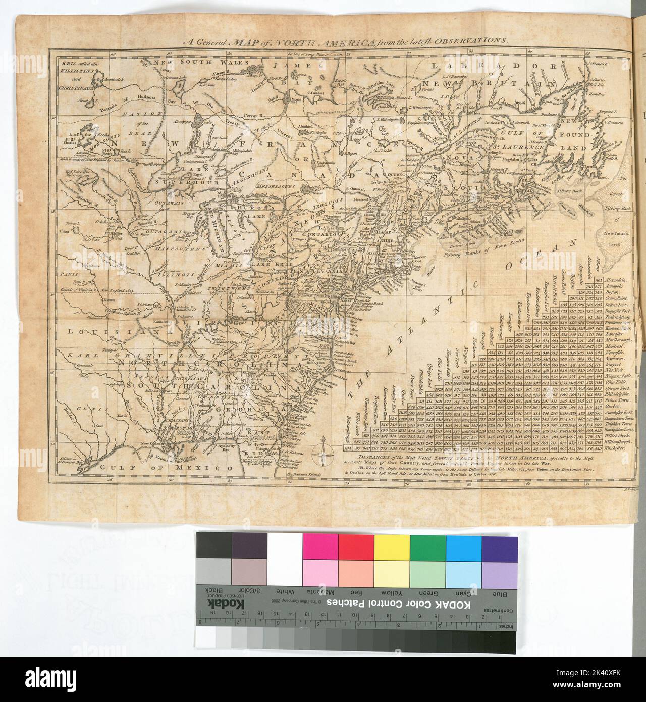 Eine allgemeine Karte von Nordamerika : aus den neuesten Beobachtungen kartografisch. Karten, Atlanten. 1783. Lionel Pincus und Prinzessin Firyal Map Division. Verfassungen , Vereinigte Staaten , Staaten , Nordamerika , Karten , Frühe Arbeiten bis 1800 Stockfoto