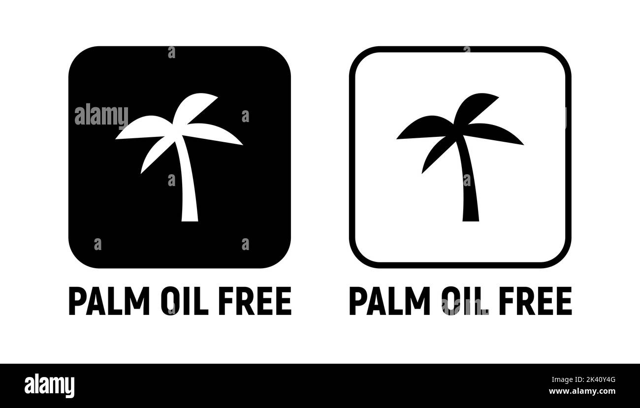 Palmöl frei Vektor Symbol Symbol Logo. Palme ohne Öl Produkt Lebensmittel Illustration Verpackung Symbol. Stock Vektor