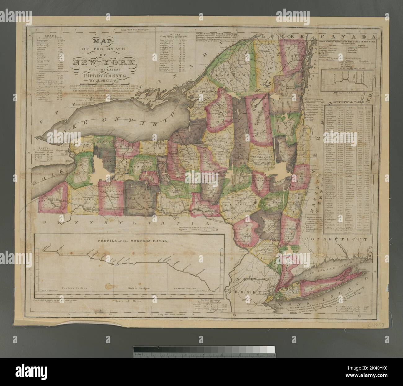 Karte des Staates New York : mit den neuesten Verbesserungen kartografisch. Karten. 1826. Lionel 