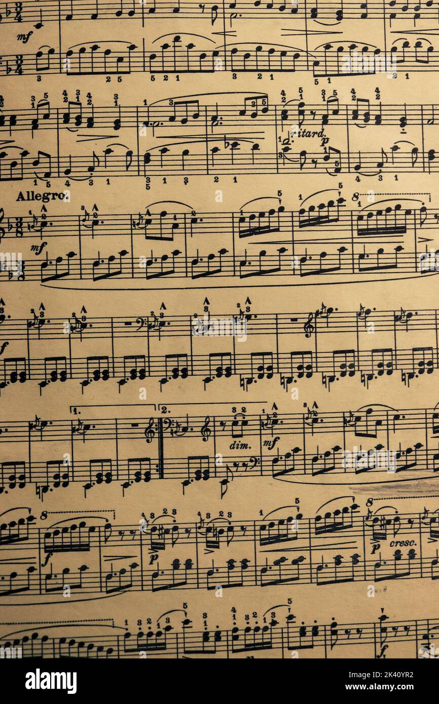 Verschiedene Partituren aus einem traditionellen germanischen Lied Stockfoto