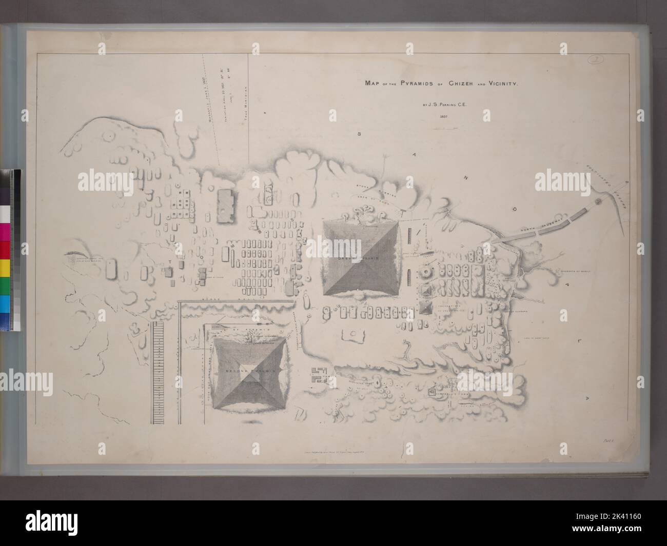 Karte der Pyramiden von Ghizeh und Umgebung. Teil 1. Perring, John Shae