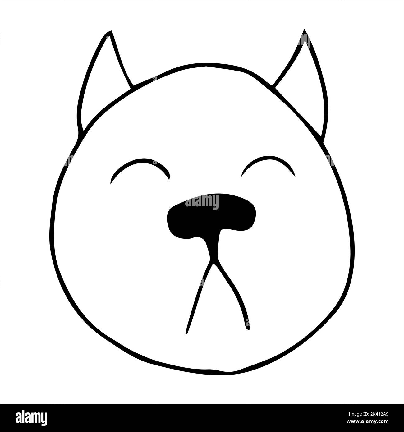 Vektor-Porträt eines Mops Hund in Doodle Cartoon-Stil. Tierdarstellung im Linienkunststil. Stock Vektor