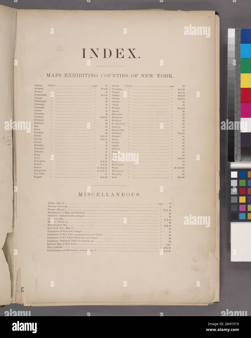 Index-Kartographie. Atlanten, Karten. 1871. Lionel Pincus und Prinzessin Firyal Map Division. New York (Bundesstaat) Stockfoto