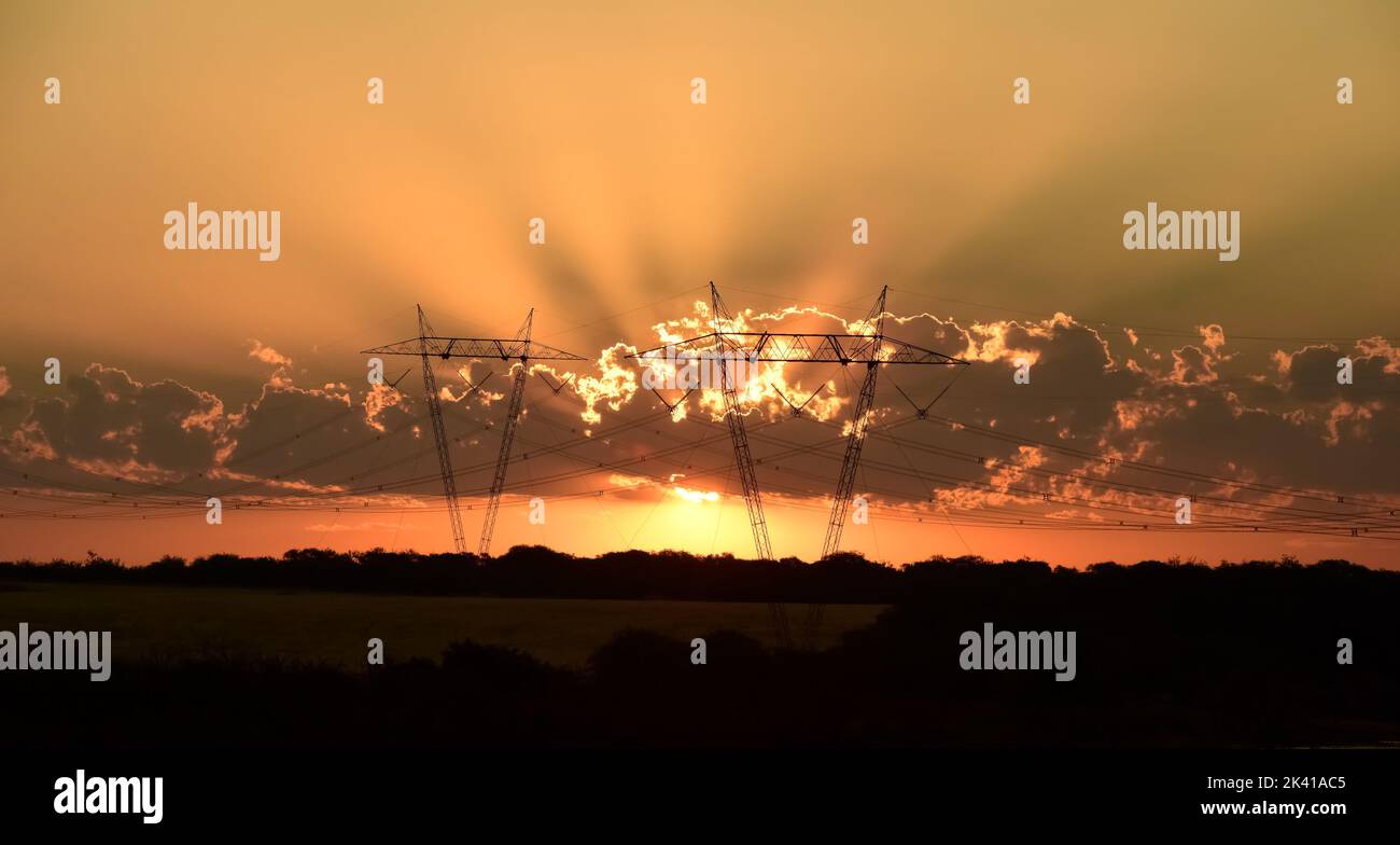 Pampas Sonnenuntergang , in der Provinz La Pampa Patagonien Argentinien. Stockfoto